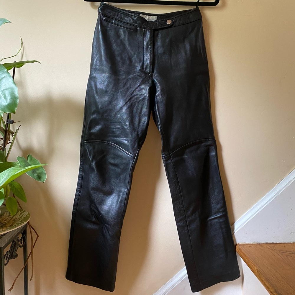 Hugo Buscati Black Leather Straight Leg Jeans✨